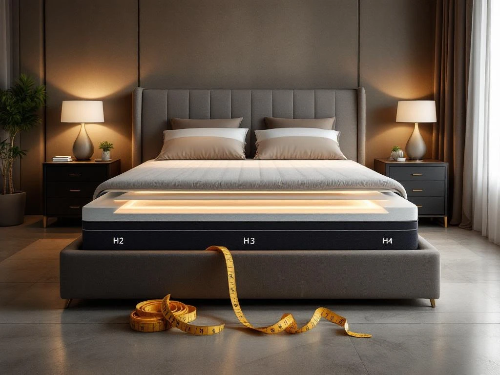 Luxe moderne slaapkamer met boxspring bed en matrasmonsters H2, H3, H4 voor ergonomisch slaapadvies