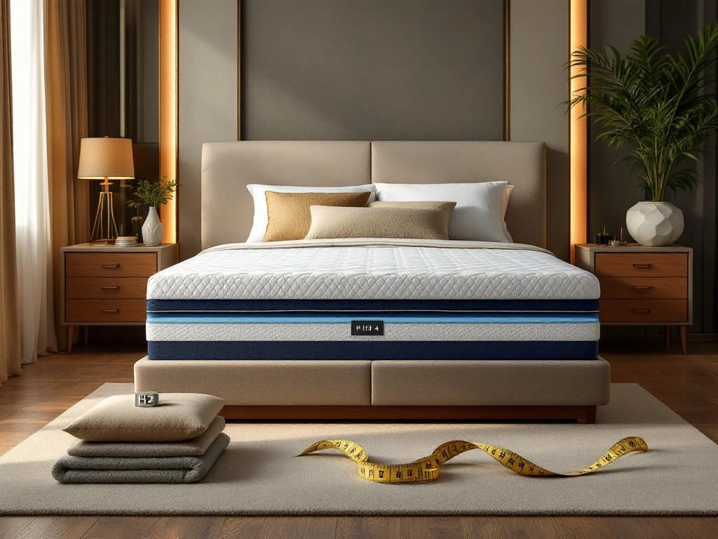 Luxe moderne slaapkamer met boxspring bed, nachtkastjes en stoffenstalen voor maatwerk slaapoplossingen