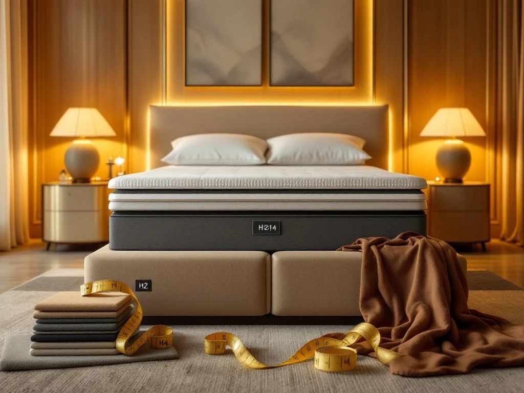 Luxe moderne slaapkamer met boxspring bed, matraslagen en materiaalstalen voor ergonomische slaapoplossingen