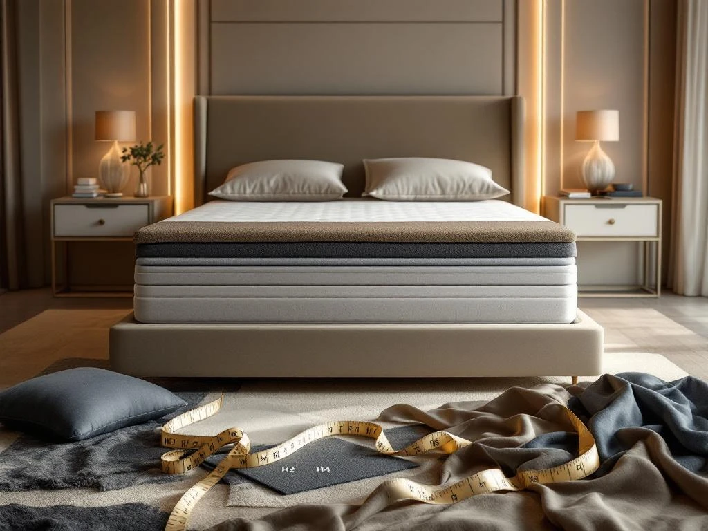 Luxe moderne slaapkamer met boxspring bed, nachtkastjes en materiaalstalen voor ergonomische slaapoplossingen