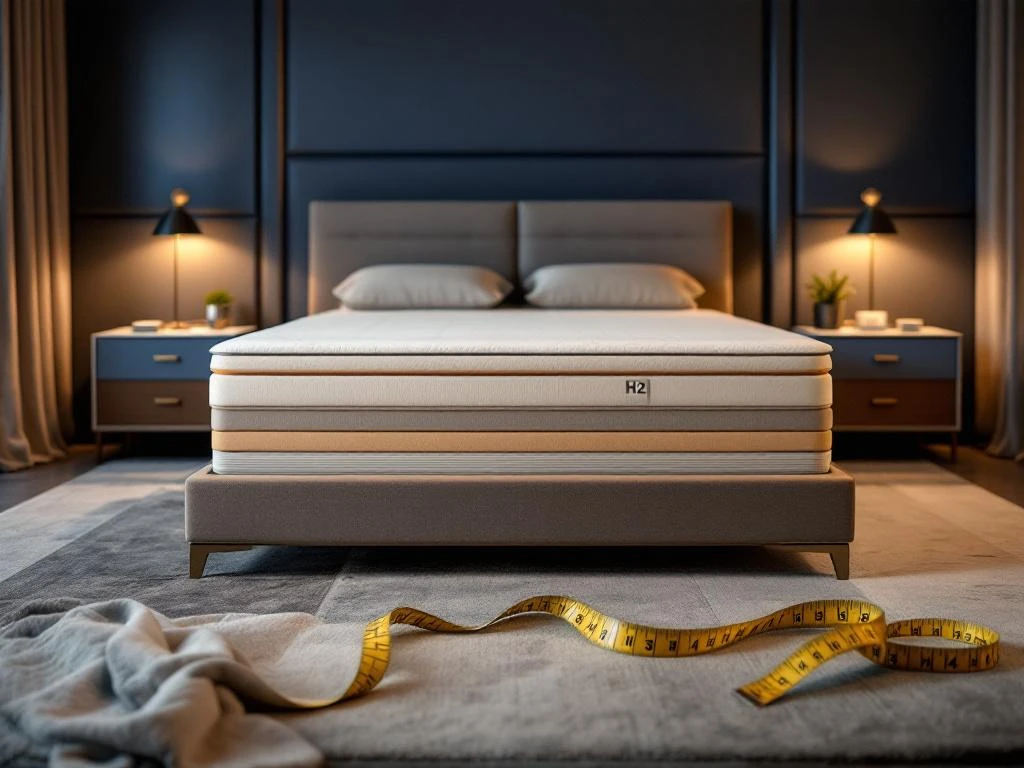 Luxe boxspring bed met verlichte nachtkastjes en stoffenstalen voor maatwerk slaapoplossingen in moderne slaapkamer