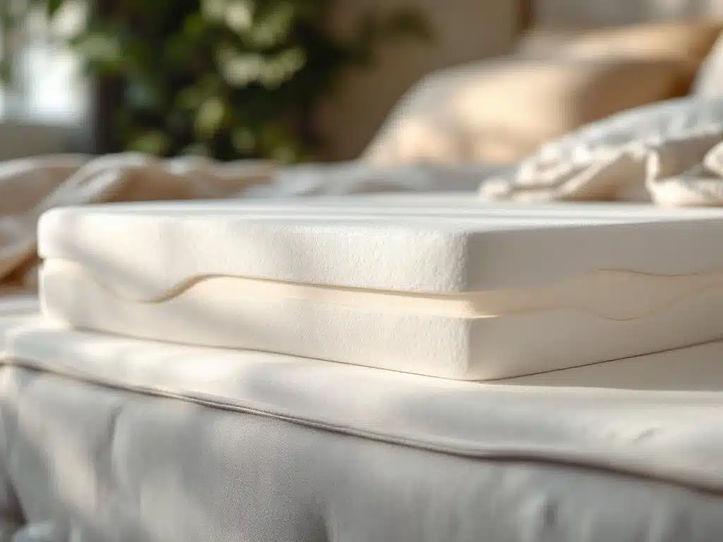 Luxe wit memory foam matrastopper met ondersteunende lagen op premium bed in elegante slaapkamer setting